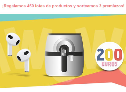 Auriculares inalámbricos, freidora de Aire, 200 € y un lote de productos Auriculares inalámbricos, freidora de Aire, 200 € y un lote de productos